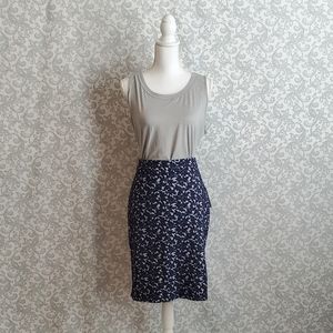 Michael Kors Navy Blue/Gray Pencil Skirt (…